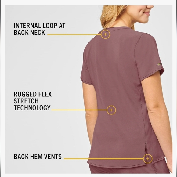 Carhartt Force Cross-flex Modern Fit Scrub top. Plum color. Women size M. - Picture 3 of 14